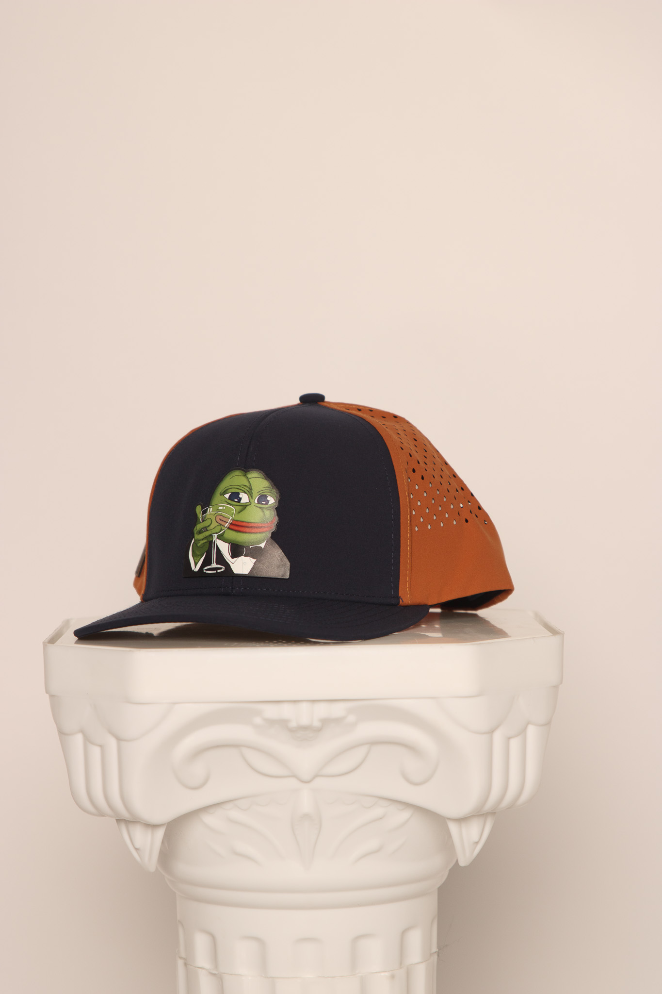 Champagne Pepe Hat — Orange Navy — orangenavy2.jpg