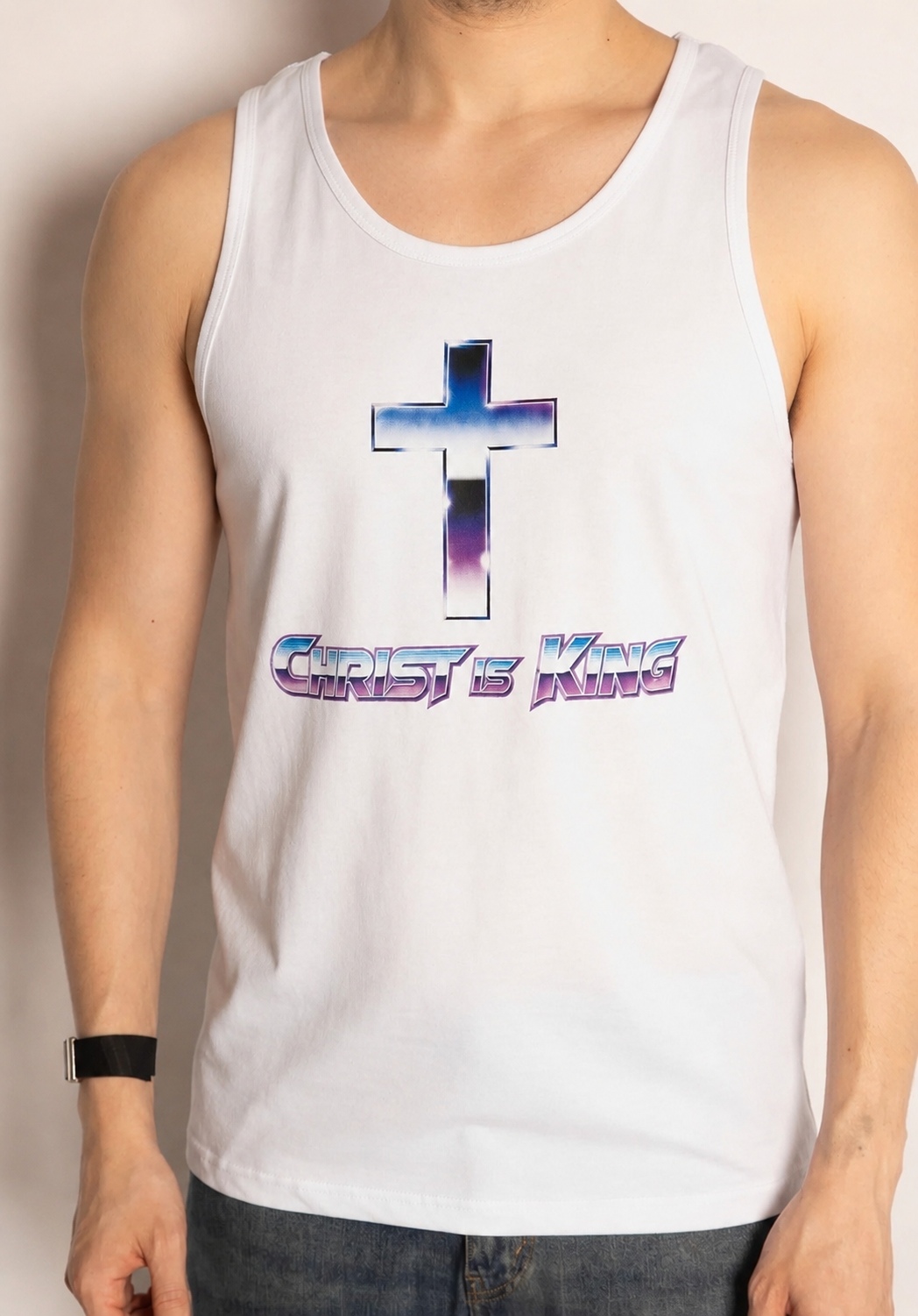 Christ is King Synthwave Tank Top