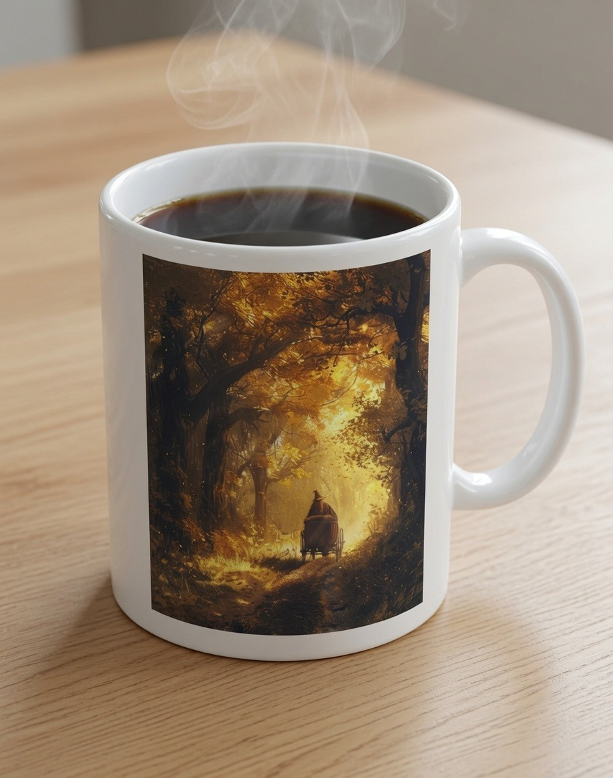 Enchanted Forest Wizard Mug - Golden Autumn Journey product image