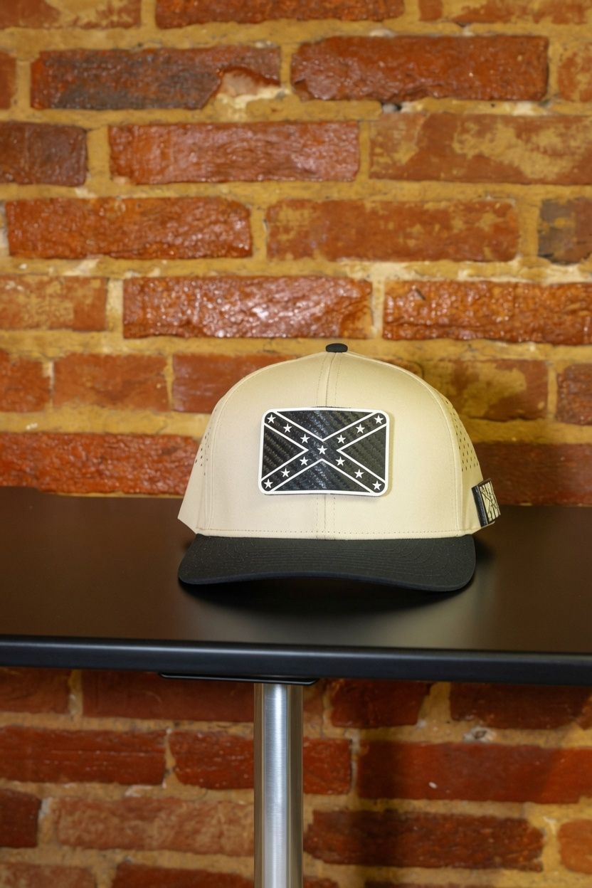 Monochrome Stars and Bars Hook and Loop Patch Hat in Tan