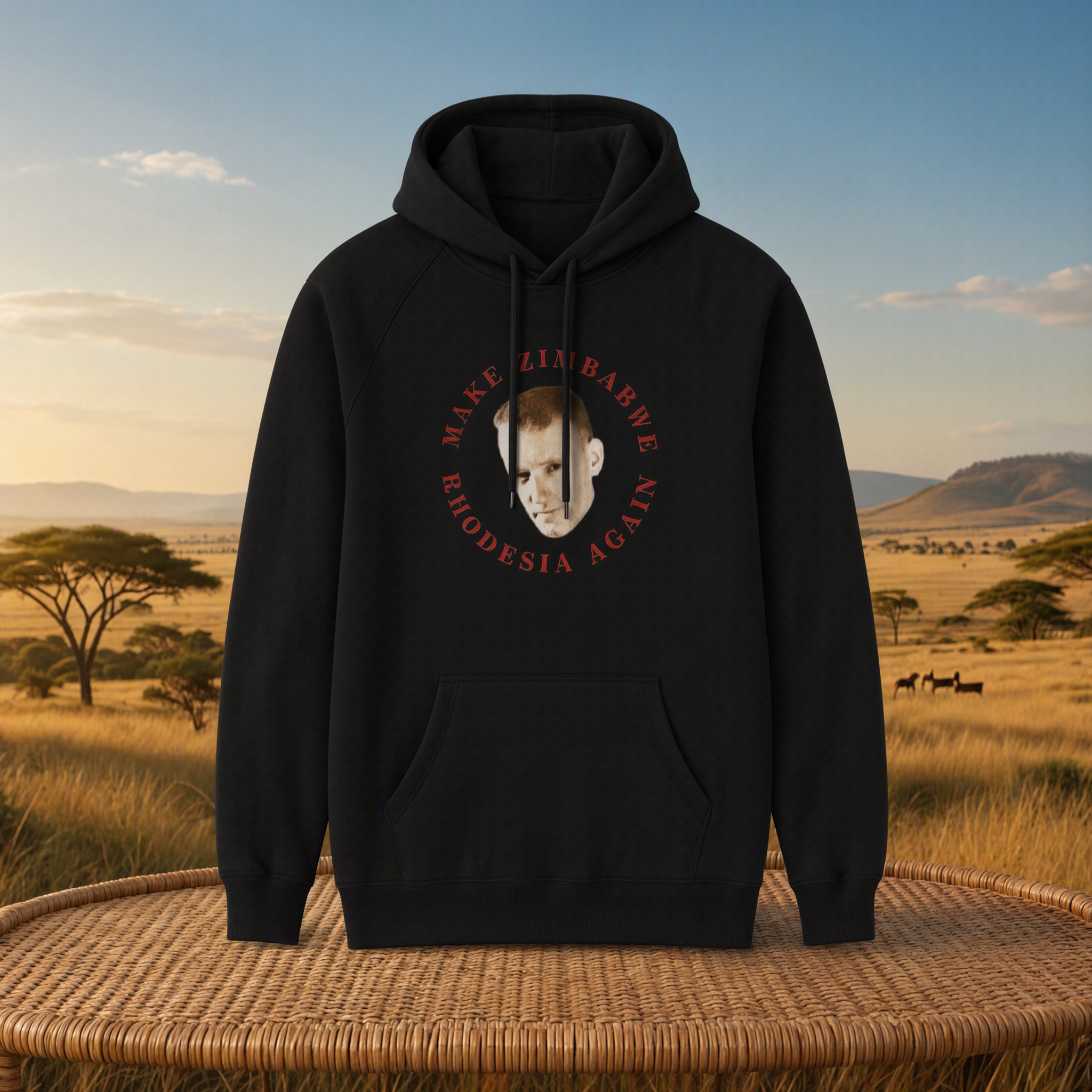 Make Zimbabwe Rhodesia Again Hoodie — black pullover hoodie
