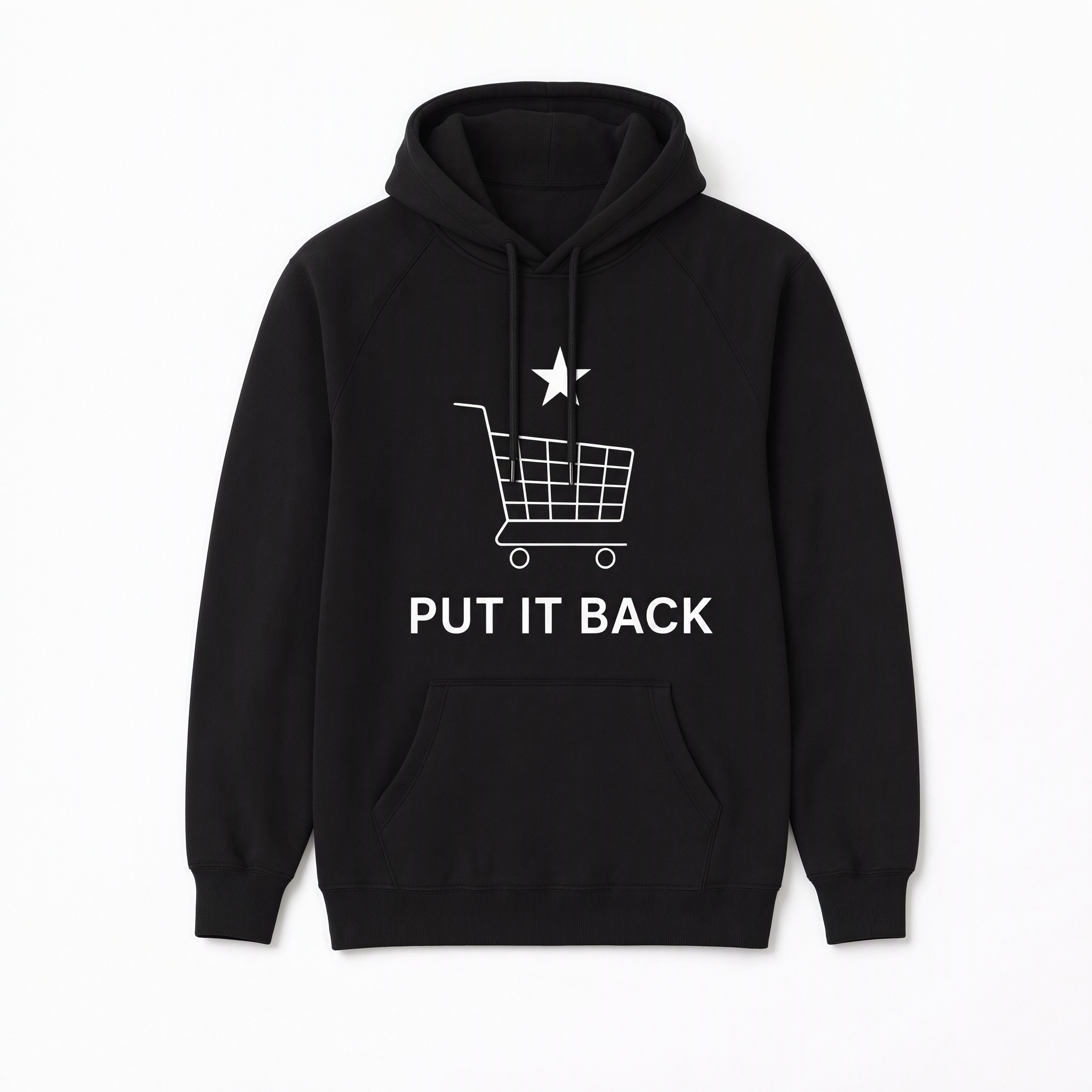 PUT IT BACK Hoodie — black pullover hoodie