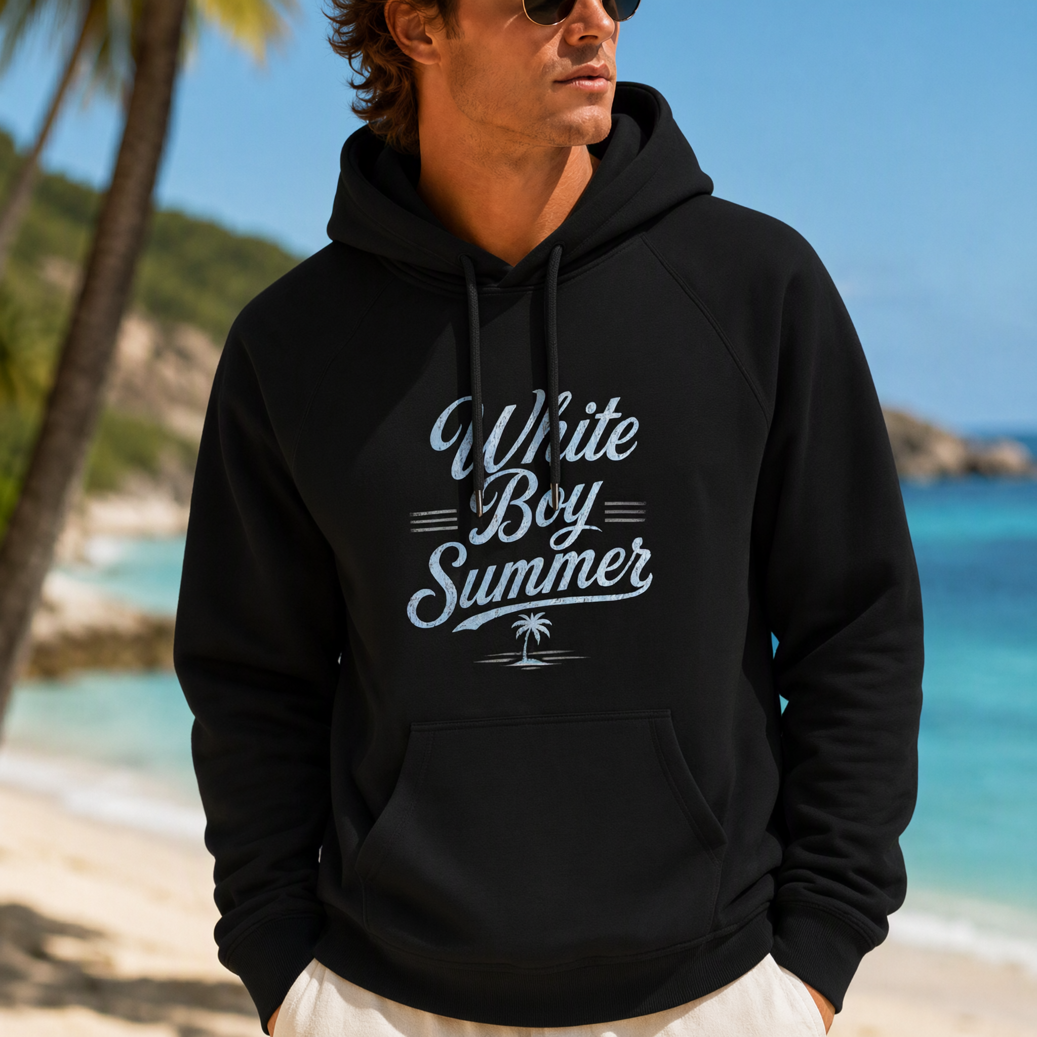 White Boy Summer Hoodie — black pullover hoodie