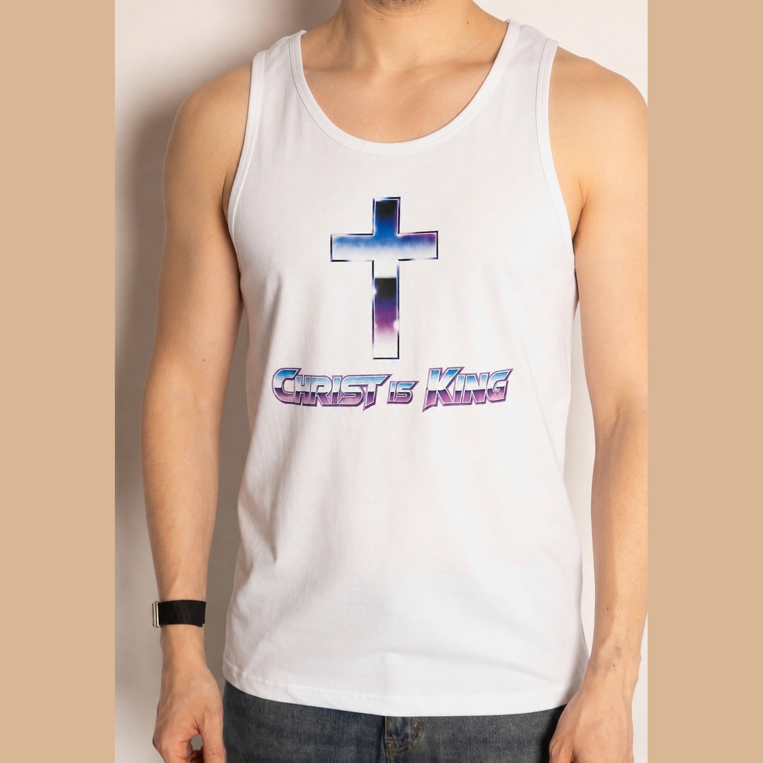Christ is King Synthwave Tank Top
